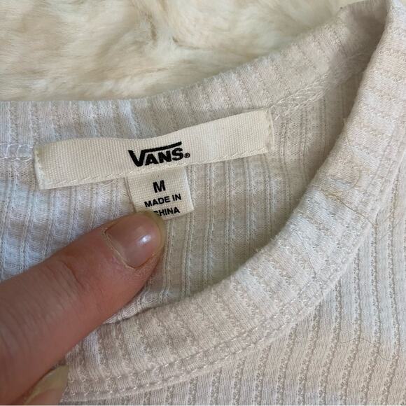 Vans Women's White Logo Medium Snap Back Ribbed Casual Tank Top - Picture 4 of 9